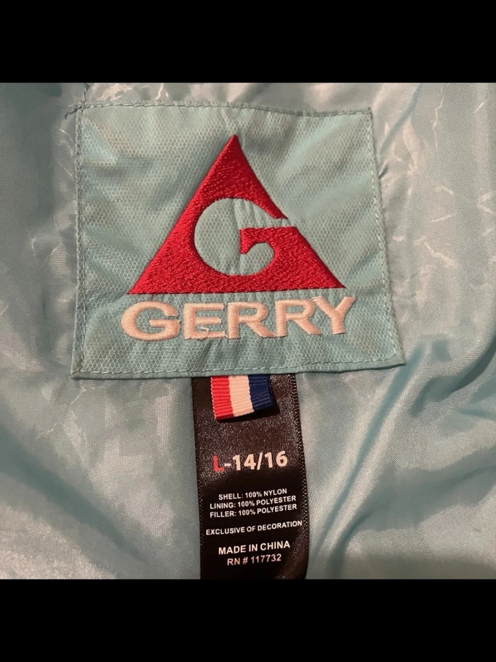 Gerry Girls Blue Puffer Jacket Lightweight Hooded Full Zip Size L 14/16